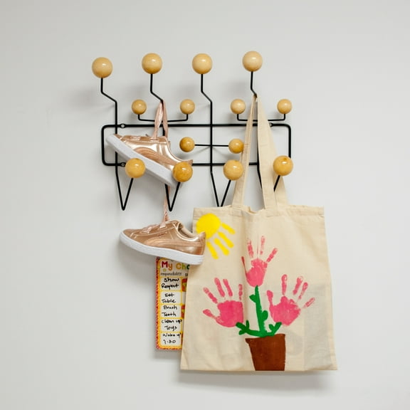 Bubble Natural Wood Mid Century Modern Coat Rack (Black/Natural)