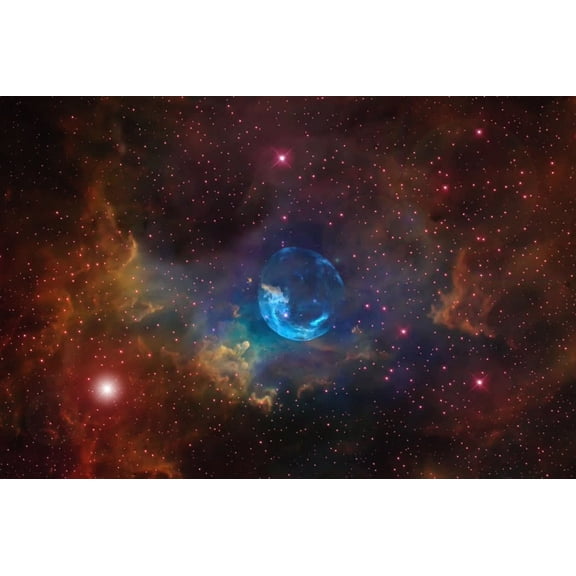 Bubble Nebula. Photographic Print Poster Universe Astronomy The Hubble image of the A Star Inflating a Giant Bubble.