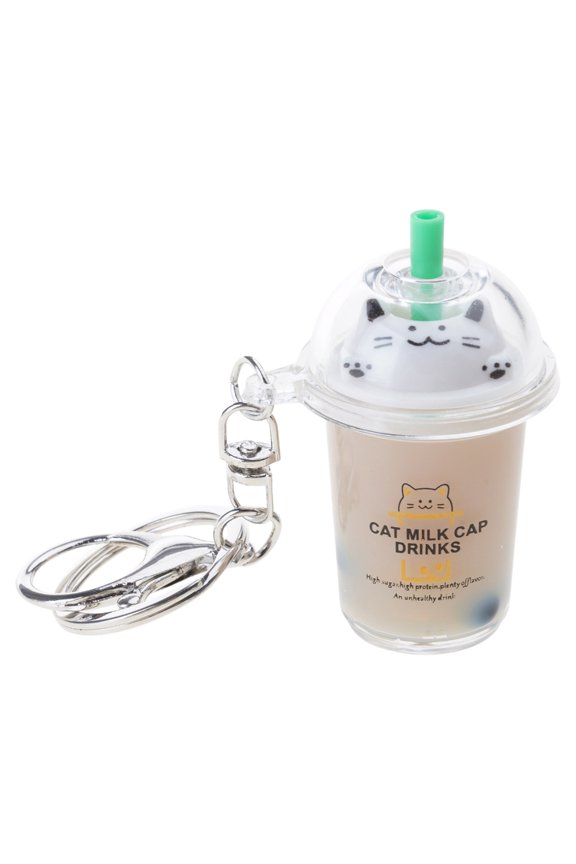 Bubble Pendant Acrylic Milk Teas Chain Keyring Stylish Backpack Accessory for Women and