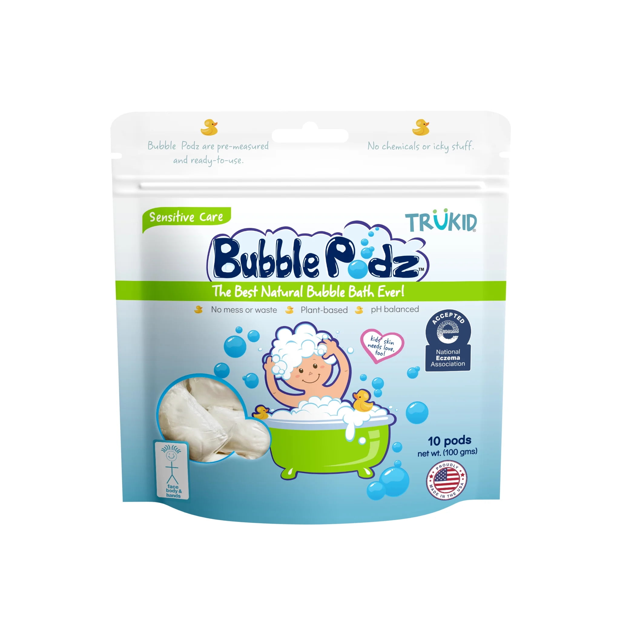 Bubble Podz Sensitive Care (Eczema) Unscented Bubble Bath