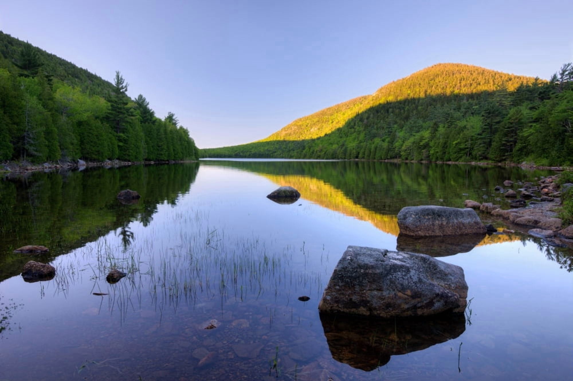Bubble Pond at dawn Acadia National Park Maine USA Canvas Art - Panoramic Images (36 x 12)