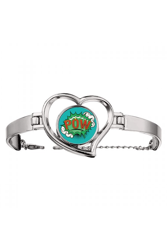 Bubble Pow Green Cartoon Dialog Bracelet Heart Jewelry Wire Bangle