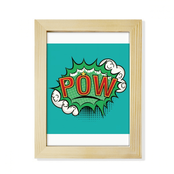 Bubble Pow Green Cartoon Dialog Desktop Adorn Photo Frame Display Art Painting Wooden