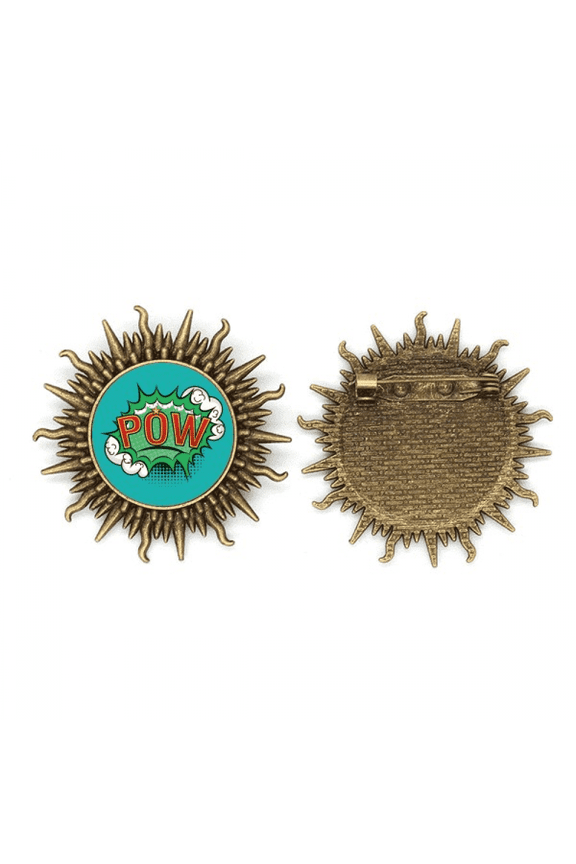 Bubble Pow Green Cartoon Dialog Metall Sonne Brosche Haken Pin