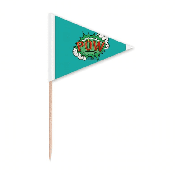 Bubble Pow Green Cartoon Dialog Toothpick Triangle Cupcake Toppers Flag