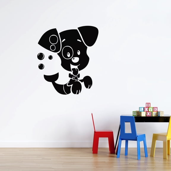 Bubble Puppy Wall Art Decal - 20" x 25" Removable Bubble Guppies Cartoon Character Pet Half Dog Half Fish Home Wall Decor Design Vinyl Adhesive Kids Bedroom Nursery Decoration Sticker