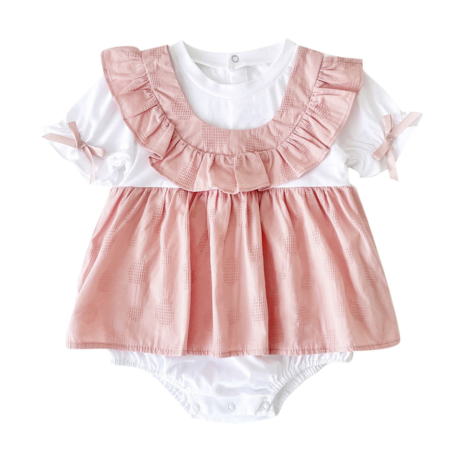 Bubble Romper Baby Girl Baby Girl Crawling Clothes Summer Bow Bib Style