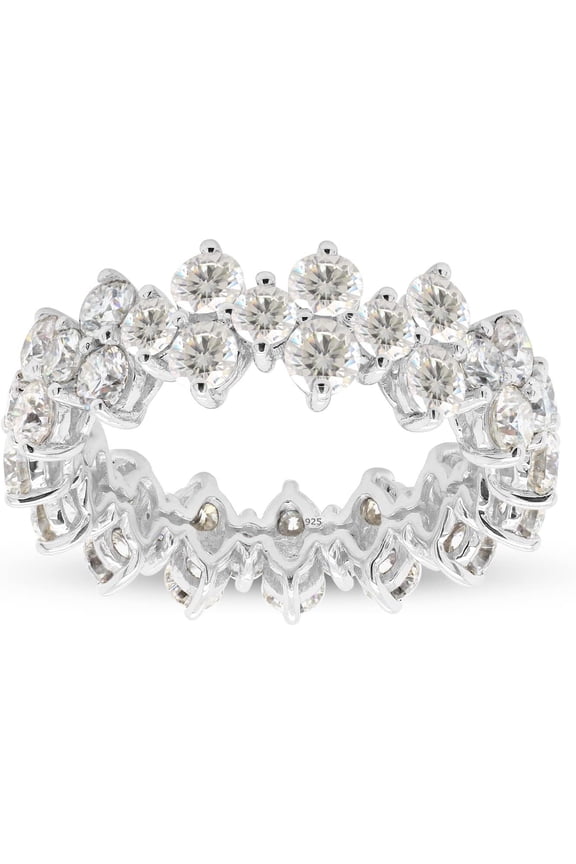 Bubble Set Diamond Band, Full Eternity Diamond Wedding Anniversary Band, Stackable Band, 2.4 Ct Simulated Diamond, 14K White Gold Plated