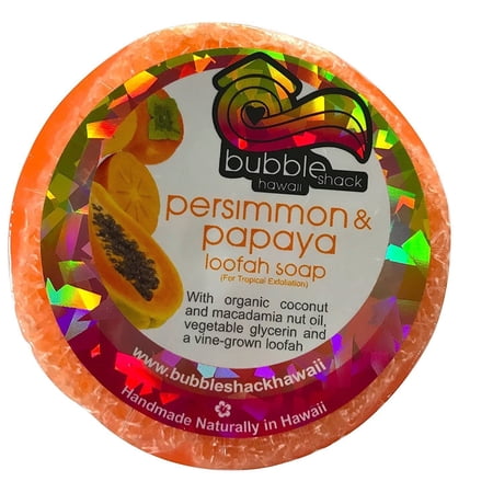 bubble shack hawaii loofah lather persimmon and papaya