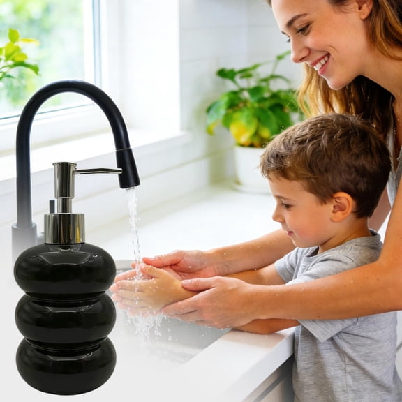 Bubble Shape, Refillable Storage - Glass Soap Dispenser, Modern Stacked Circle Liquid Pump Bottle for Home Bathroom Decor (6.7x3.1 Inch)