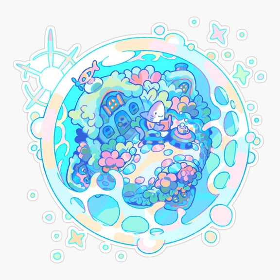 Bubble Shark Cute Ocean Design Sticker