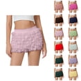thumbnail image 1 of Bloomer Shorts for Women Summer Casual Elastic Waist Cute Ruffle Pumpkin Pants Boyshorts Layered Y2k Mini Shorts, 1 of 5