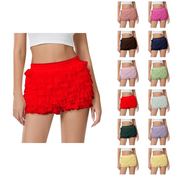 Bubble Shorts for Women 2026 Summer Cute Ruffle Elastic Waist Low Rise Mini Shorts Dance Pettipants