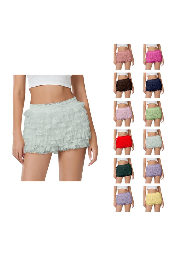 Bubble Shorts for Women 2026 Summer Cute Ruffle Elastic Waist Low Rise Mini Shorts Dance Pettipants