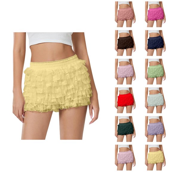 Bubble Shorts for Women 2026 Summer Cute Ruffle Elastic Waist Low Rise Mini Shorts Dance Pettipants