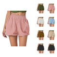 thumbnail image 1 of Bubble Shorts for Women Summer Casual Elastic High Waist Lightweight Loose Puffy Shorts with Pockets, 1 of 5