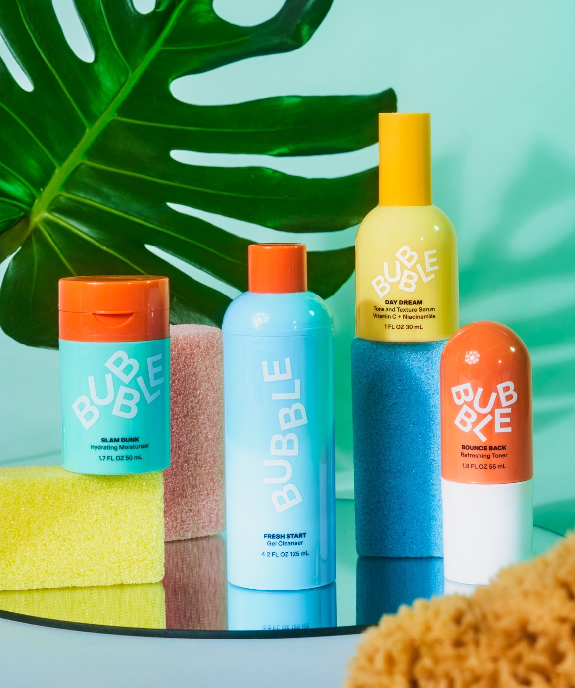 Bubble Skincare 4-Step Morning Routine Bundle for Normal to Rise &amp;amp; Shine Set, Slam Dunk Skin, Everyday Care, Unisex, set of 4