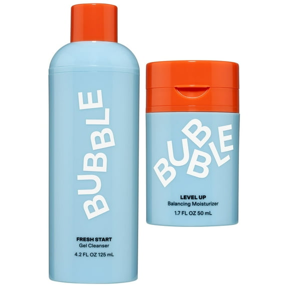 Bubble Skincare Gel Facial Cleanser & Moisturizer Set, Normal to Oily Skin