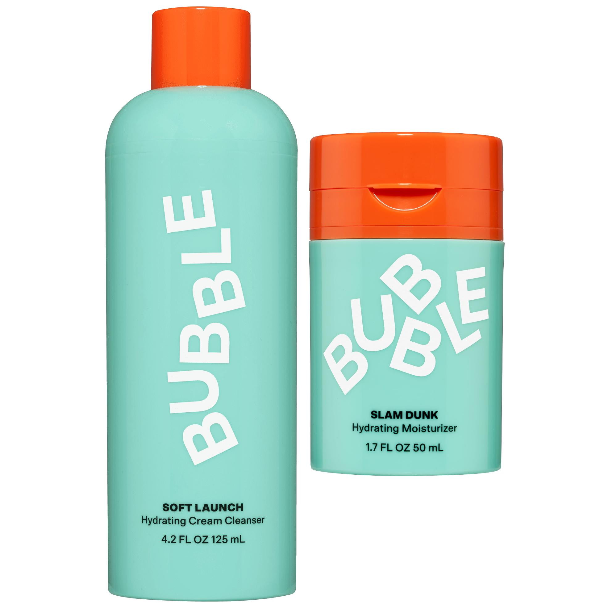 Bubble Skincare Hydrating Routine Duo: Slam Dunk Face Moisturizer 1.7 fl oz & Soft Launch Cream Cleanser 4.2 fl oz