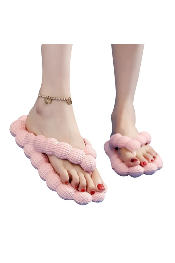 Bubble Slides Flip Flops For Women Men, Thicken Cushioned Sandal For Massage,Beach,Pool,Shower(Pink) - 40/41