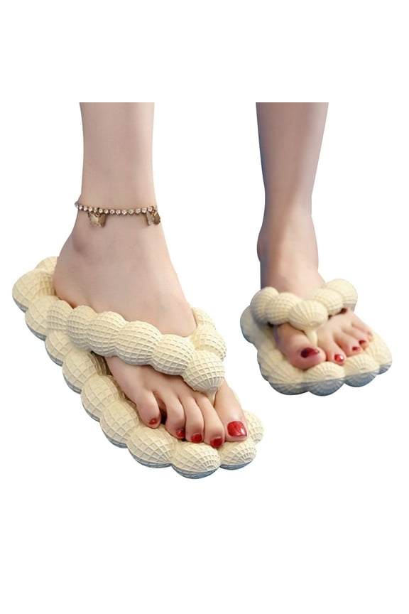 Bubble Slides Flip Flops For Women Men, Thicken Cushioned Sandal For Massage,Beach,Pool,Shower(White) - 40/41