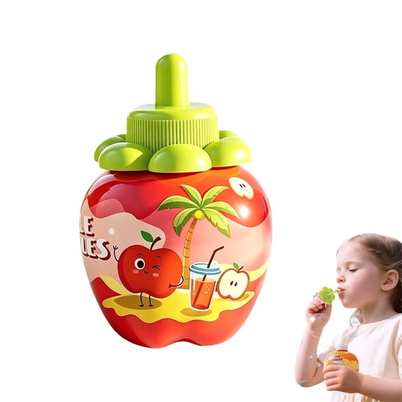 Bubble Solution for Kids, Fruit Themed No-Spill Bubble Bottle with Leak-Proof Design, Mess-Free Blowing Toy with Wide Serrated Wand, Squeegee Keeps Hands Dry, Outdoor Party Favor Gift, 80ml