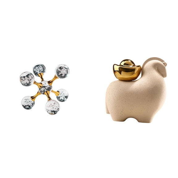 Bubble Sphere Figurine Mini Animal Statue Desktop Decorative Glass Sculpture for Home Office Living Room Shelf Decor