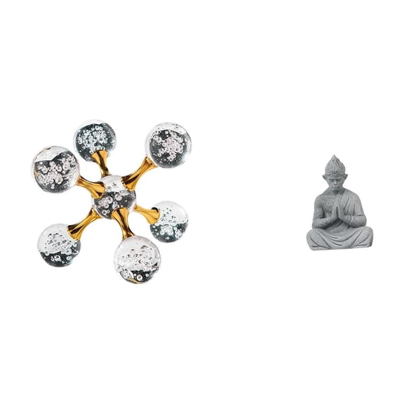 Bubble Sphere Monkey Buddha Statue Glass Sandstone Design Perfect for Shelf Living Room Office Spaces