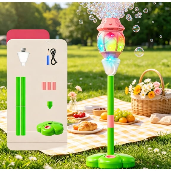 Bubble Stand Machine,Height 37 Inches Stand Up Automatic Bubble Machine for Adult, Outdoor Tall Bubble Maker with Lights,Standing Bubble Machine for Parties Wedding,Christmas Gifts Pink A4