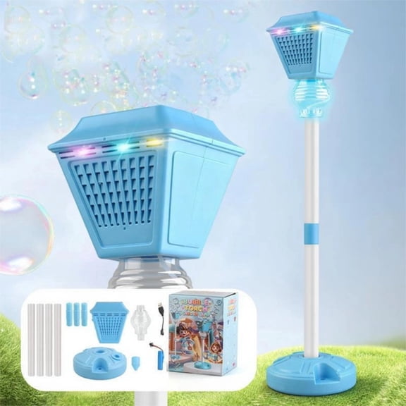 Bubble Stand Machine - Standing Bubble Machine, 2026 New Splashy Surprises Bubble Maker, Light Up Lantern Bubble Machine, Height Adjustable with Light/Music (Blue)