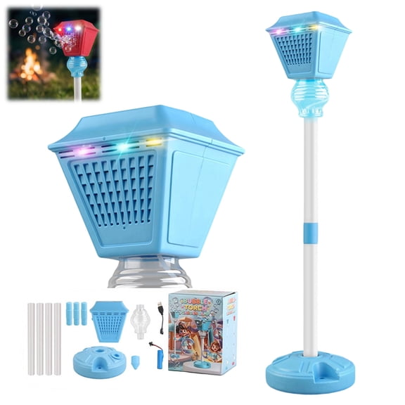 Bubble Stand Machine - Standing Bubble Machine, 2026 New Splashy Surprises Bubble Maker, Light Up Lantern Bubble Machine, Height Adjustable with Light/Music (Blue, Empty Bottle)