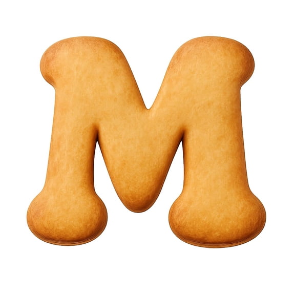 Bubble Style Letter 5" Curly M Cookie Cutter & Stamp, Fondant & Clay - 5x4.5"