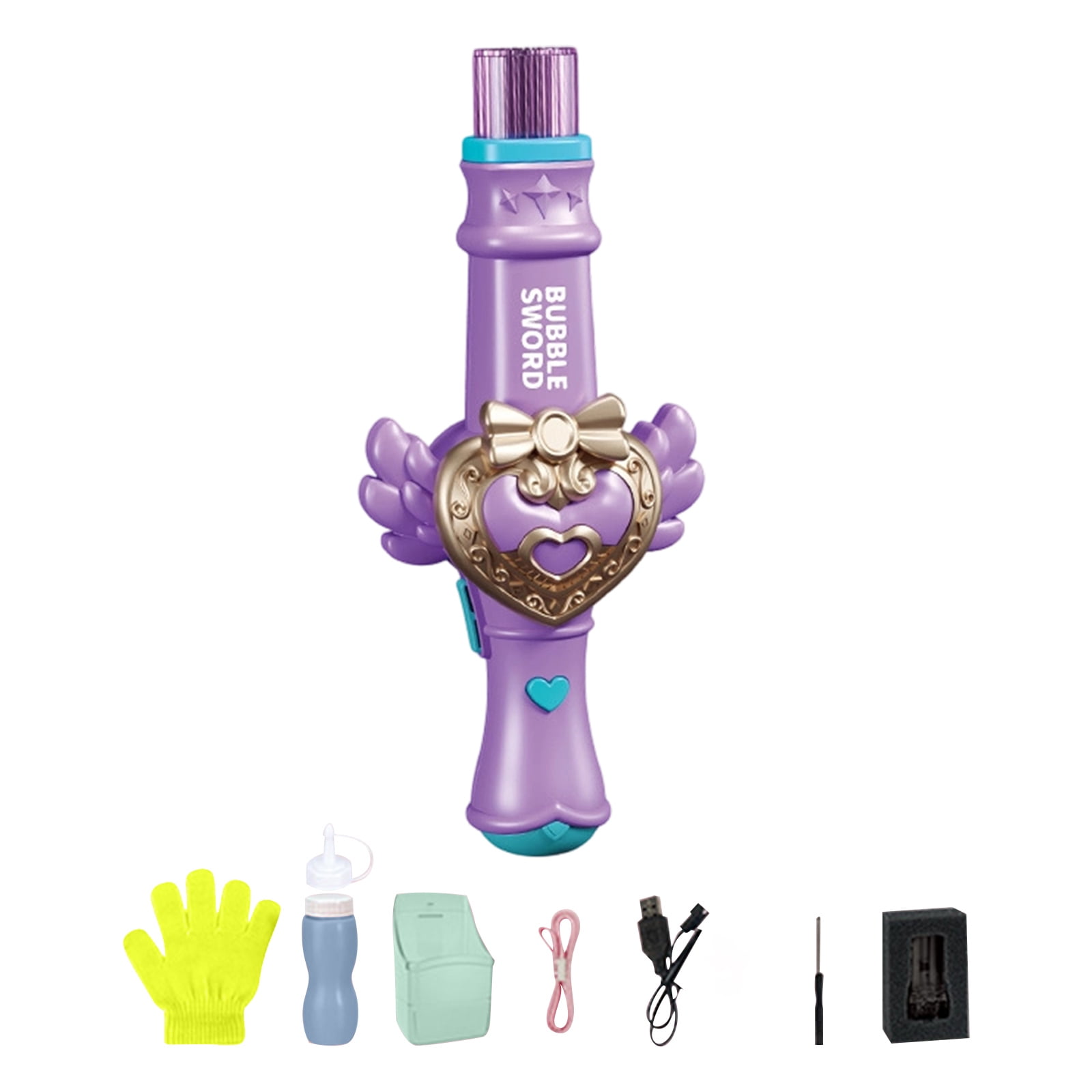 Bubble Sword Smoke Bubble Blower, LED Light Magic Style Bubble Machine with 50ML Bubble Solution and Rechargeable Set for Party Festival Events (Purple)