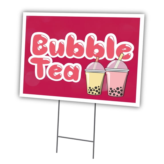 Bubble Tea 18" X 24" Yard Sign & Stake | Advertise Your Business | Stake Included Double Sided Image | Made in The USA