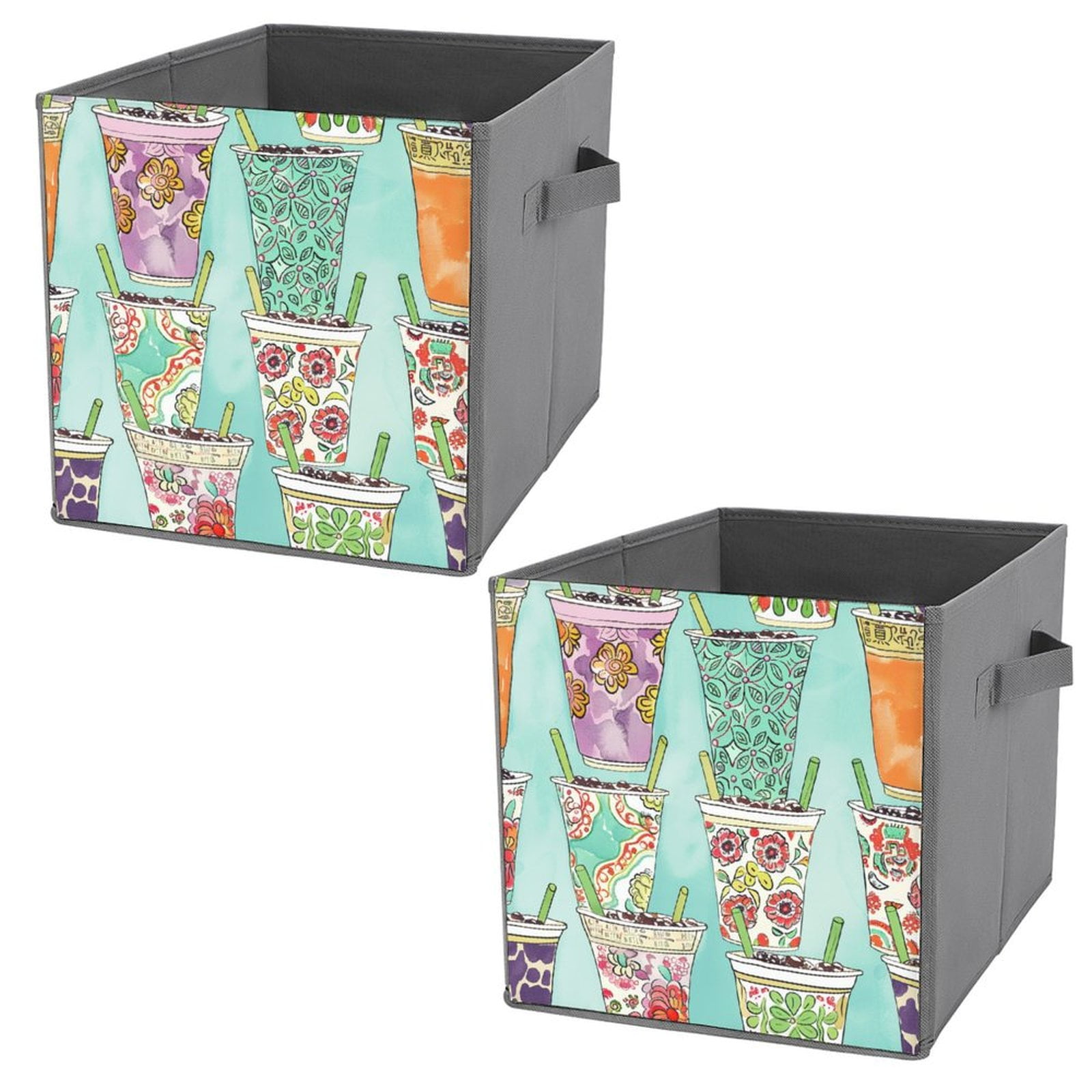 Collapsible Fabric Storage Bins With Handles - Waterproof Lining For Home Organization, 14.2x10.2x8.3in