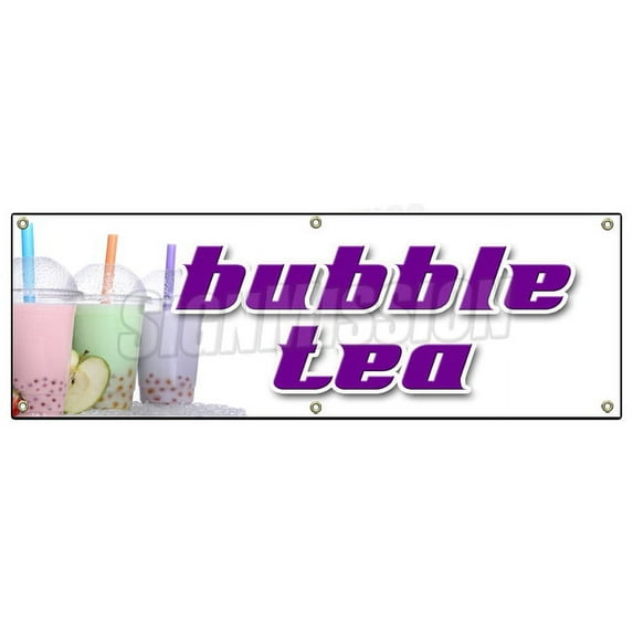Bubble Tea Banner 24" X 72" Heavy Duty 13 Oz Vinyl Banners with Grommets Single Sided