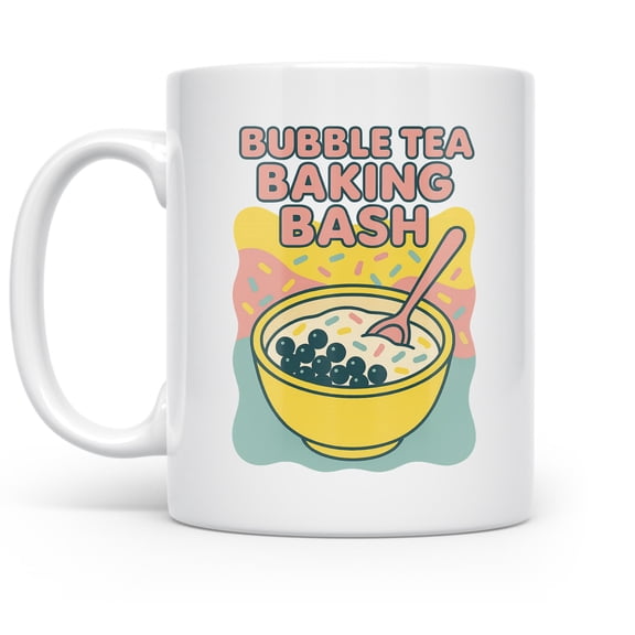 Bubble Tea Bliss, 11oz mug for bakers and boba lovers with cheerful papercut sprinkles design