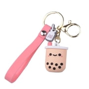 Mini Bubble Tea Keychain Soft Silicone Boba Bag Charm Keyring