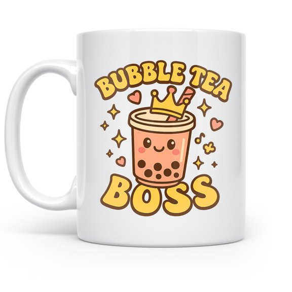 Bubble Tea Boss 11 oz Coffee Mug - Dishwasher Safe White Ceramic Gift