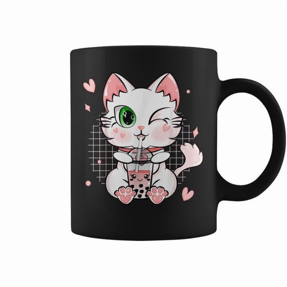 Bubble Tea Cat Boba Tea Anime Kawaii Neko Coffee Mugs