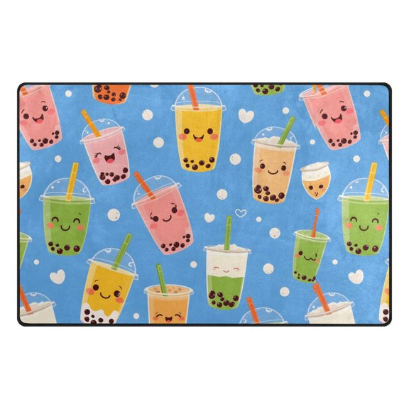 Bubble Tea Pattern Memory Foam Area Rug 31"x20" Non Slip, Absorbent, Fade Proof for Living Room, Bedroom, Office
