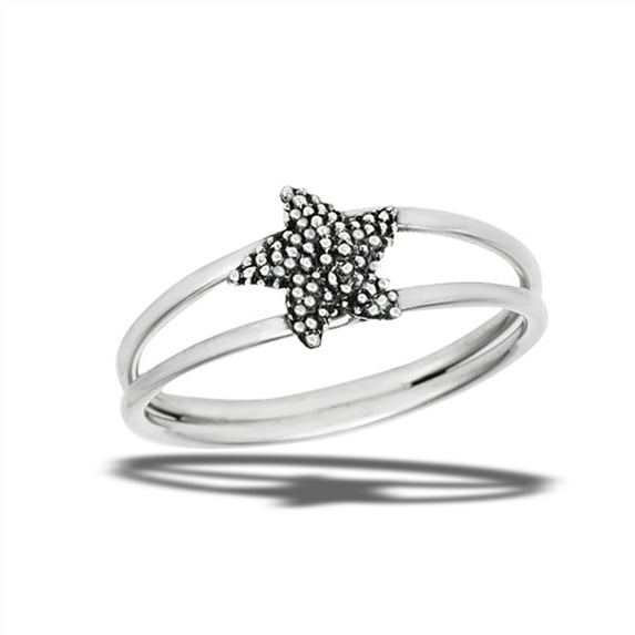 Bubble Texture Bali Starfish Ocean Ring .925 Sterling Silver Band Jewelry Female Male Unisex Size 4