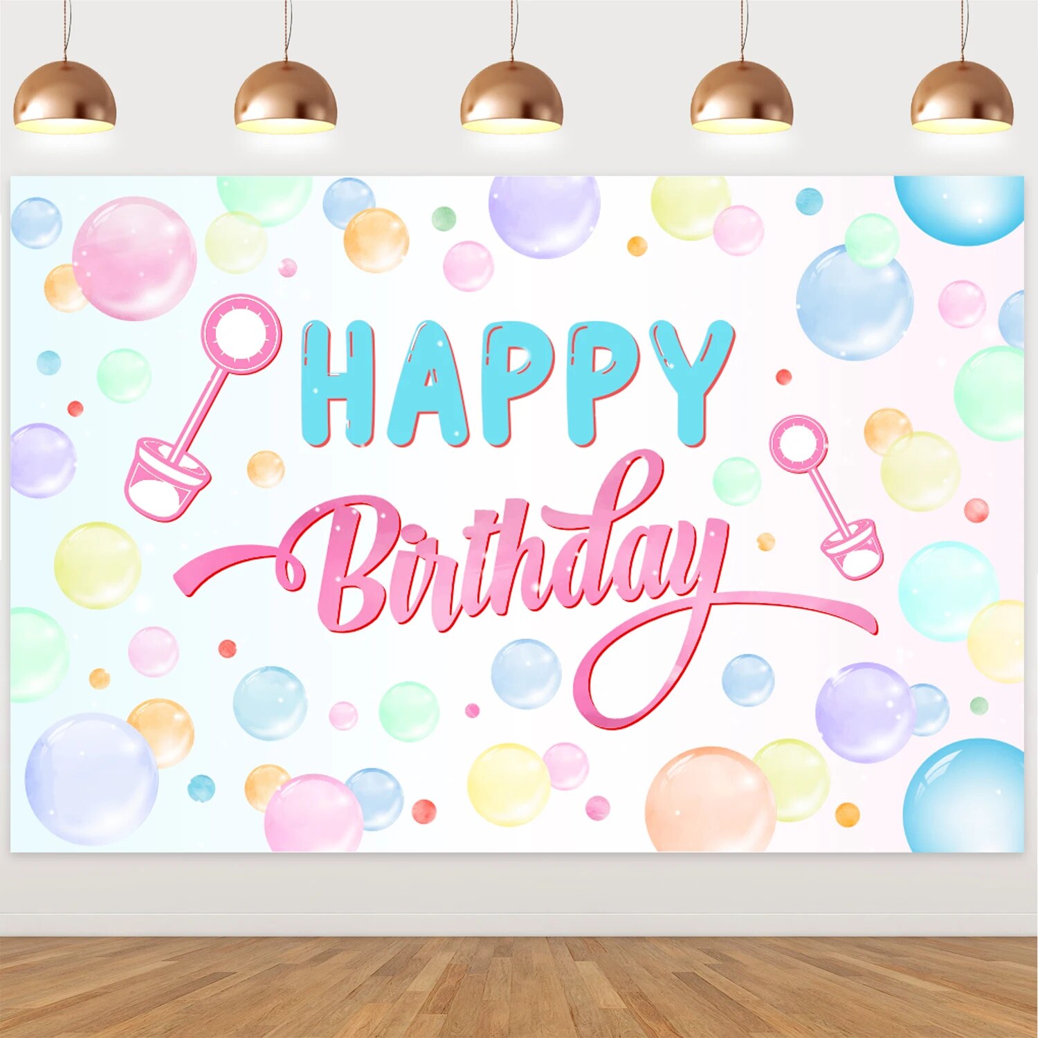 Bubble Themed Birthday Party Decoration Macaron Balloon Kit and Happy