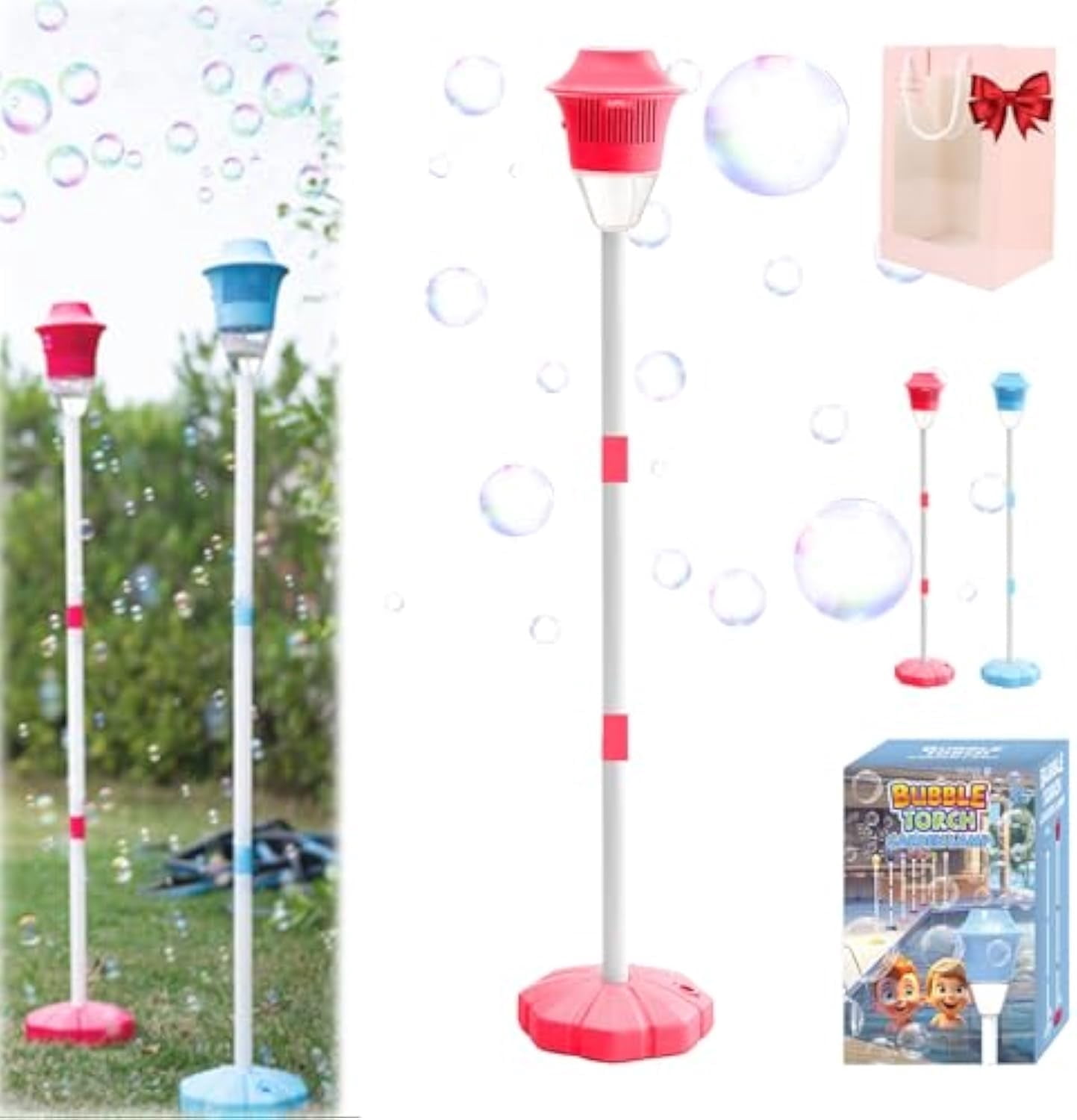 Machine à Bulles Debout Lampe De Route - Fabricant De Bulles Automatique Avec Lumière Et Musique Pour Fêtes Extérieures