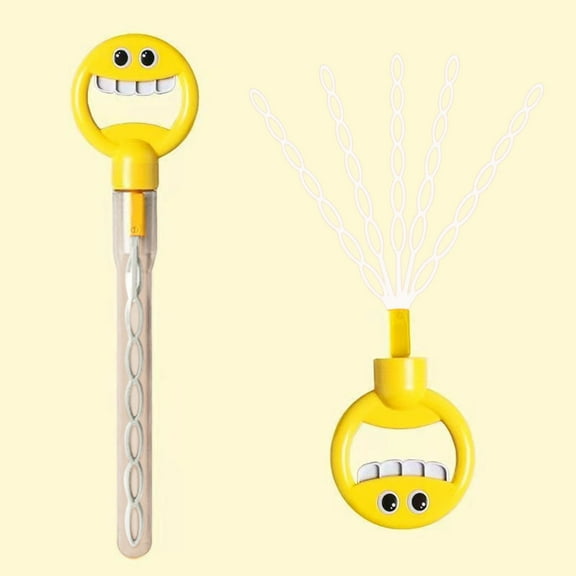 Bubble Toys for Kids Outdoor,32-Hole Smile Face Bubbleed Wand with Five Claws,32 Holes Wand Toy Stick with Refill Wand Toy,Big Bubble Wands for Party Favors Kids Summer Toys,Easter Party Favor