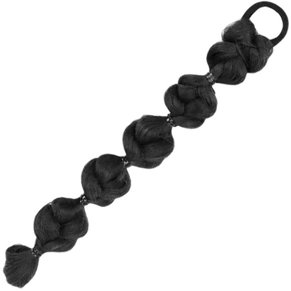 Toddmomy Soft Rubber Bands Ponytail Wig Natural Black 1Set 17.7x2.4in