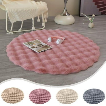 Bubble Velvet Carpet Round Washable Fuzzy Fur Rugs for Livingroom Porch Hallway Dorm Bedroom Kids Circle Area Rug Bedroom Cushion Coffee Table Foot Mat Home Decor