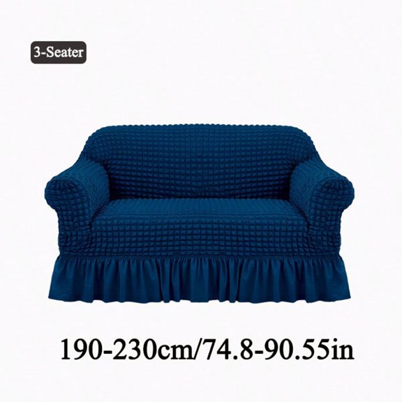 Bubble Waffle Stretch Sofa Slipcover with Ruffle Skirt, Pet Friendly Anti-Slip Couch Cover for