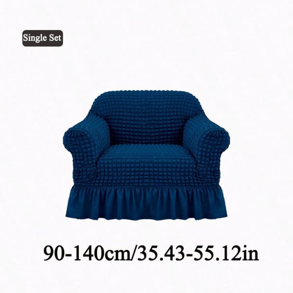 Bubble Waffle Stretch Sofa Slipcover with Ruffled Skirt, Anti-Slip Full-Wrap Furniture Protector for 1 (Washable)