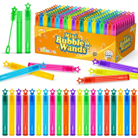 Bubble Wand, 200 Pieces Mini Bubble Wands Bulk in 10 Colors, Bubbles Party Favors Bulk for Kids, Summer Toys for Girls & Boys, Carnival Prizes, Themed Birthday, Wedding, Indoor Outdoor Activity